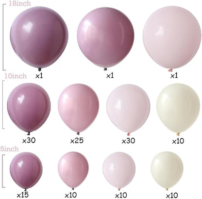 Pink and Purple Balloon Arch Kit 143pcs Dusty Purple Lavender Pastel Macaron - Image 3