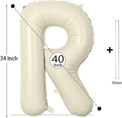 Letter Balloon 40Inch Cream White Big Alphabet Balloons Letter R | Giant Foil - Image 2