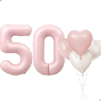 Pink 50 Balloon Number Pastel Pink 50th Birthday Party Decorations by Unknown