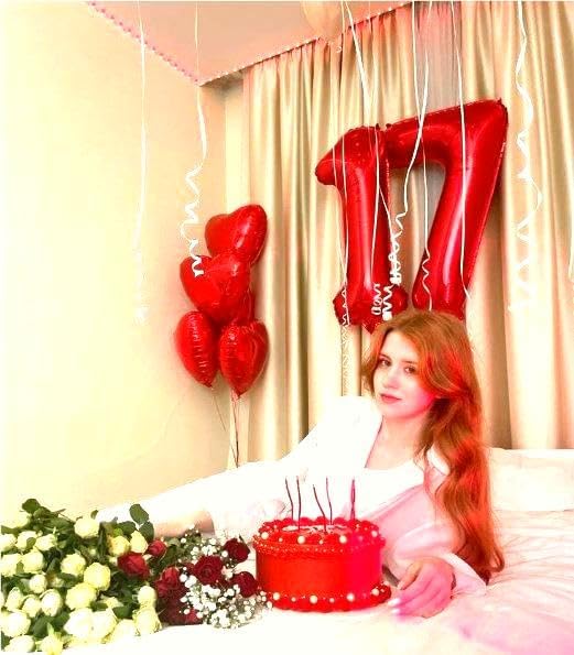 Red Number 7 Balloon 40 inch, Balloon numbers party supplies, deco photo shoot - Image 4