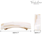 French Amie Fine 1" Wide Rectangular Celluloid Handmade Ivory Automatic Hair Barrettes for Women French Hair Clips