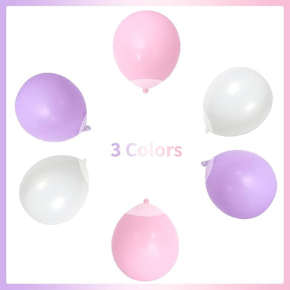 Pink and Purple Balloons, 75 Pack Pastel Purple Pink and Matte White Latex - Image 8