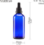 YIZHAO Blue Glass Dropper Bottle 4oz, Tincture Bottles with Glass Dropper, for Essential Oils, Aromatherapy, Cosmetic, Laboratory, Pharmacy, Liquids, Travel –4 Pcs