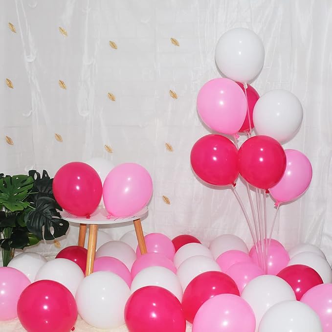 300 Pack Hot Pink Light Pink and White Balloons 5 Inch Pink White and Rose Red by BAOKUANHU