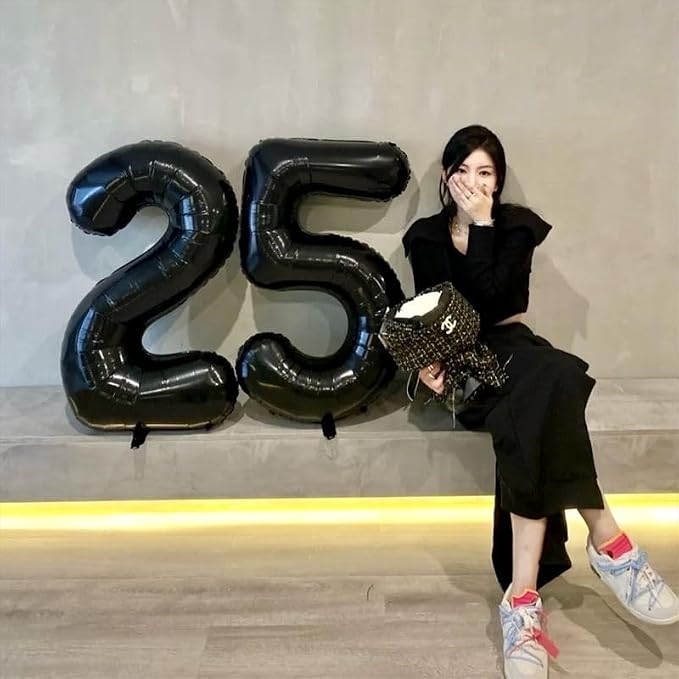 40 inch Black 5 Number Balloon Giant Foil Helium Balloons Black Large Digital - Image 4