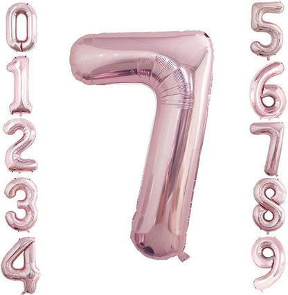 Rose Gold Foil Balloons Number 7, Huge Number Balloons - Image 2