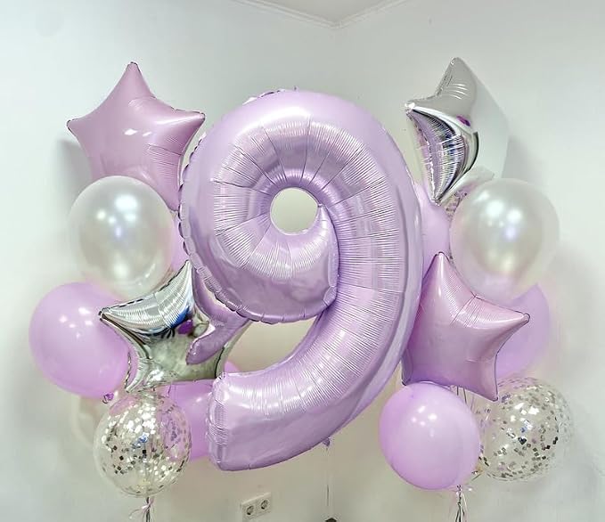Pastel Purple Number 70 Birthday Balloons, 40 Inch Large Light Purple Mylar - Image 5