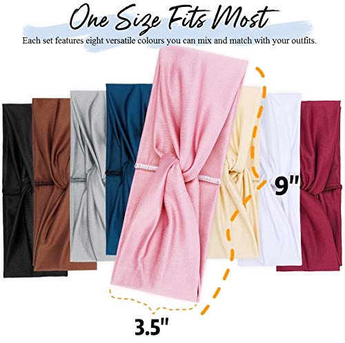 Turban Headbands for Women Boho Wide Women's Headbands for Hair Non Slip Twist Head Bands Headwraps Short Hair Stretchy Thick Fashion Accessories, Solid Color