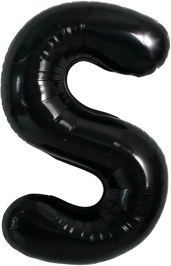 40 Inch Black Letter S Foil Balloon | Large Jumbo Mylar, Helium Alphabet Balloon - Image 2