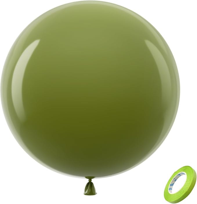 Bezente Sage Green Giant Latex Round Balloons 36 Inch 8 Pack | Olive Green by Bezente
