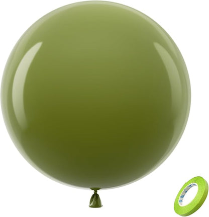 Bezente Sage Green Giant Latex Round Balloons 36 Inch 8 Pack | Olive Green by Bezente