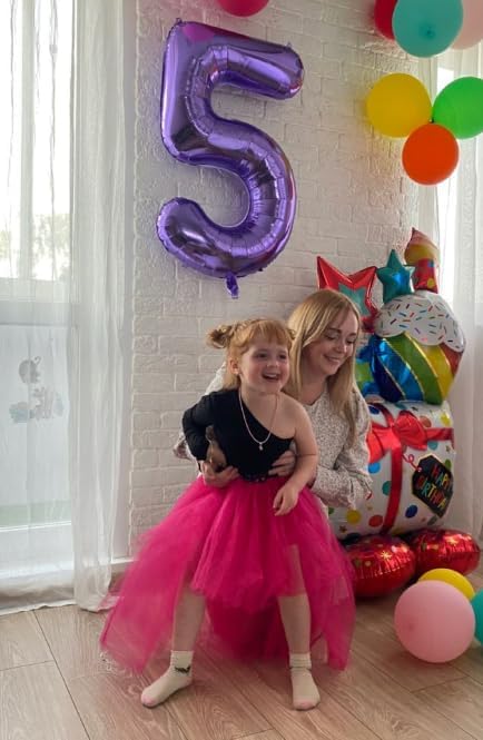 Purple Number 5 Balloon 40 inch, Balloon numbers party supplies, deco photo - Image 4
