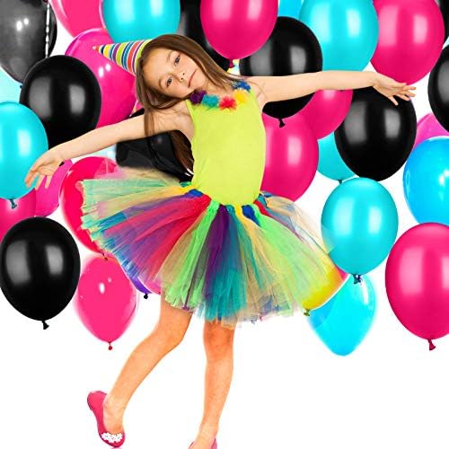 TecUnite 100 Pcs Rose Red Black Blue Latex Balloons 13 Inch Colorful Round - Image 4