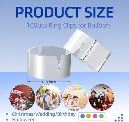 100Pcs White Balloon Ring Clips, Plastic Balloon Clips - Image 3
