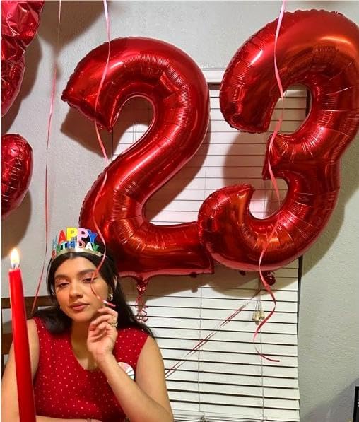 Red Number 3 Balloon 40 inch, Balloon numbers party supplies, deco photo shoot - Image 6