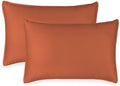 Queen Pillowcases by Pure Bamboo, Genuine 100% Organic Viscose Derived from Bamboo, Luxuriously Soft & Cooling, Double Stitching, Envelope Closure (2 Queen Pillowcases, Terracotta)