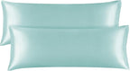 BEDELITE Satin Body Pillow Cover 2 Pack, Super Soft and Cooling Body Pillow Pillowcase for Hair and Skin, Breathable Silky Full Long Pillowcase Cover(20"x54", Blue Grey)