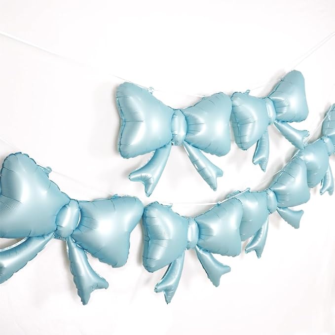 6 Pieces Bow Balloons, Big Macaron Blue Bow Balloons by PartyEra
