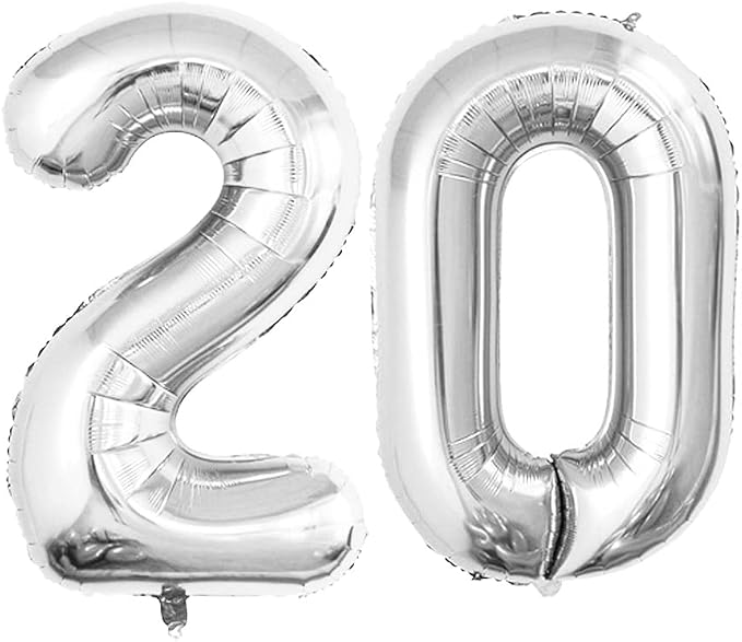 Number 20 Balloons for 20th Birthday Party Decorations, 42 Inch Jumbo Foil by GOER