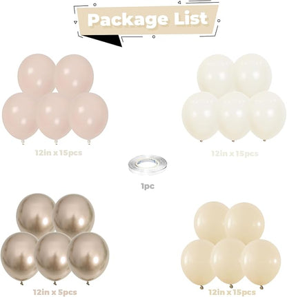 Blush Gold Beige Neutral Balloons 50pcs 12 inch Blush Champagne Gold Latex - Image 5