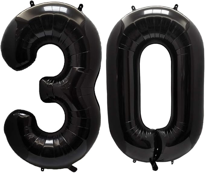 AULE 40 Inch Black 30 Balloon Number Foil 0-9 Birthday Big Numbers | Birthday by AULE