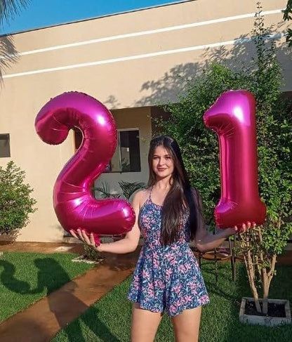 Hot Pink Number 2 Balloon 40 inch, Balloon numbers party supplies, deco photo - Image 4