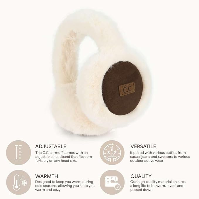 C.C Soft Winter Warm Adjustable Headband Ear Warmer Earmuffs