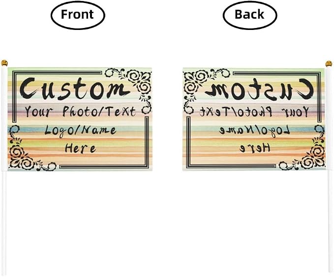 Custom Mini Flag on Stick Make Your Own Flags Personalized Photo Text Logo - Image 4