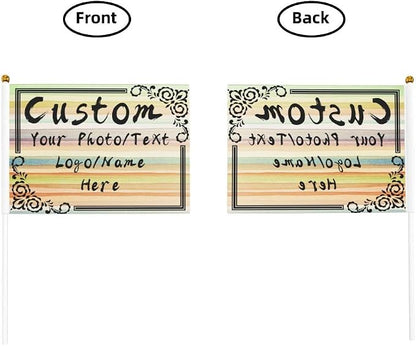 Custom Mini Flag on Stick Make Your Own Flags Personalized Photo Text Logo - Image 4