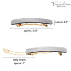 French Amie Small 2 1/4 inch Celluloid Handmade Hair Barrette No Slip Grip Durable Styling Women Hair Accessories Hair Clip for Girls, Made in France(Metallic Grey)