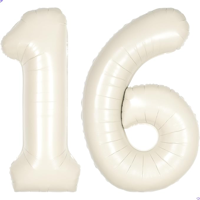 Cream White Number 16 61 Balloon by Unknown