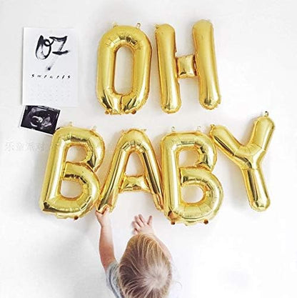 OH BABY Letter Balloons, Baby Shower Party Decorations Decor Supplies, 16 Inch - Image 2