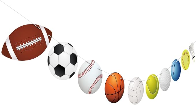 Hooqict Sports Themed Party Decorations Happy Birthday Banner Baseball Football by Hooqict