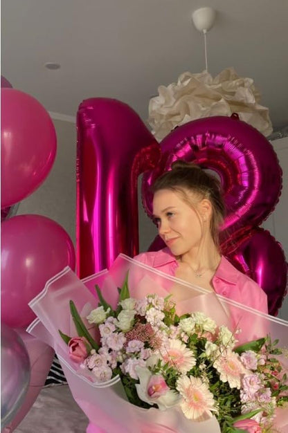 Hot Pink Number 1 Balloon 40 inch, Balloon numbers party supplies, deco photo - Image 6