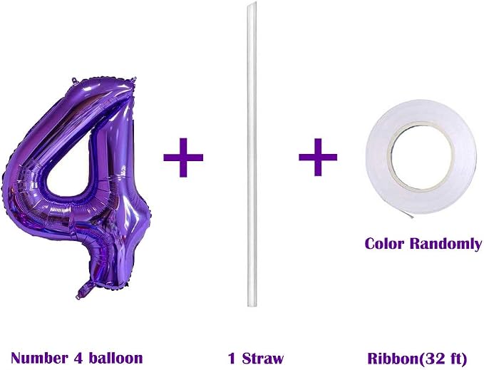 40 Inch Jumbo Purple Number 4 Balloon Giant Balloons Prom Balloons Helium Foil - Image 3