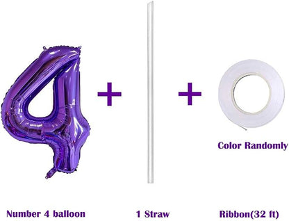 40 Inch Jumbo Purple Number 4 Balloon Giant Balloons Prom Balloons Helium Foil - Image 3