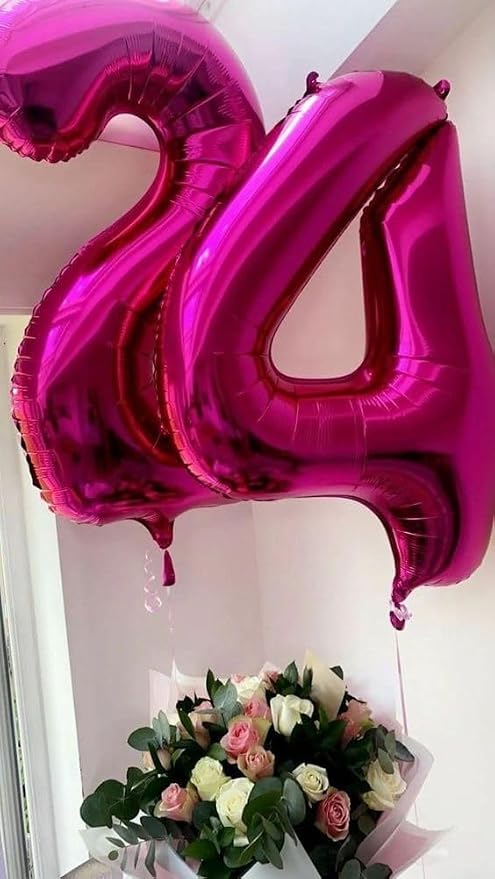 5 Balloon Numbers Birthday Decorations, 40In Hot Pink Balloons - Image 3