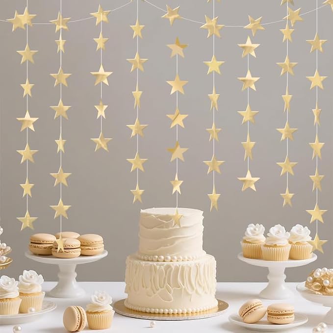 Champagne Shining Star Hanging Garland Champagne Hanging Sparkling Star - Image 2