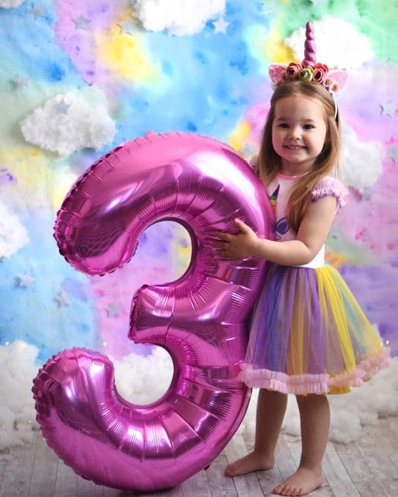 Number Balloons Hot Pink 3 Balloon 40 inch - Image 4