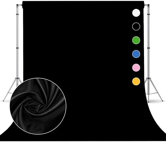 Black Photo Backdrop for Photoshoot, Fabric 8x10ft | Versatile Studio Photo by TERSUM
