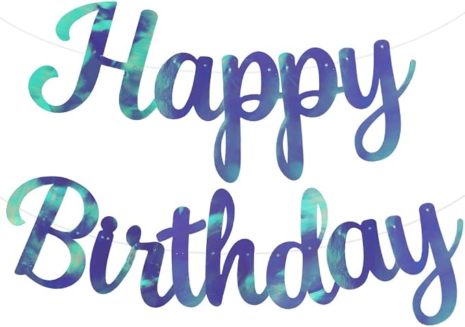 BEISHIDA Double-Sided Rainbow Blue Happy Birthday Banner by Beishida