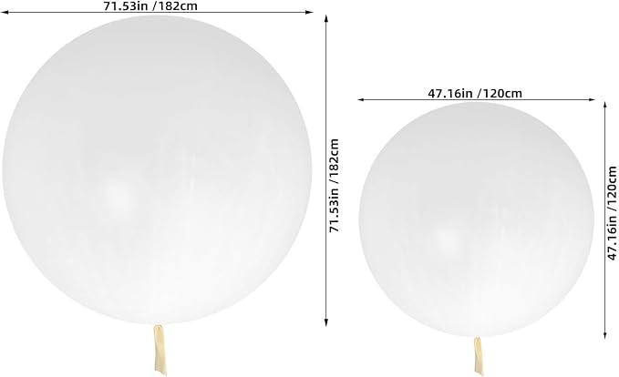 Beavorty 2pcs White Latex Jumbo Weather Balloons 48" and 72" - Image 2