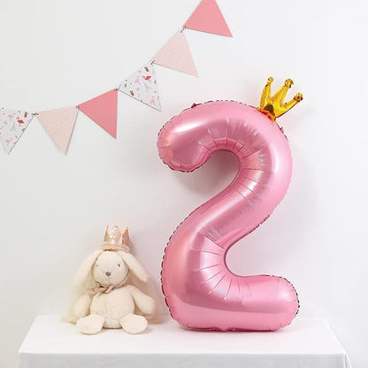 40 Inch Crown Pink Number 2 Balloon, Big Conjoined Light Pink Foil Mylar Helium - Image 4