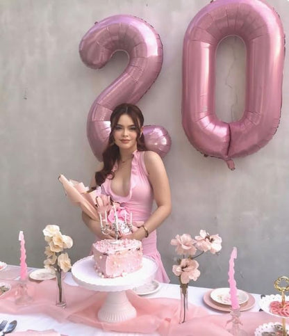 Pearl Pink Number 0 Balloon 40 inch, Balloon numbers party supplies, deco photo - Image 4