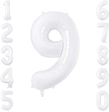 White Number 9 Balloon 40 Inch, Large Matte White Mylar Foil Number 9 Balloon by Unknown