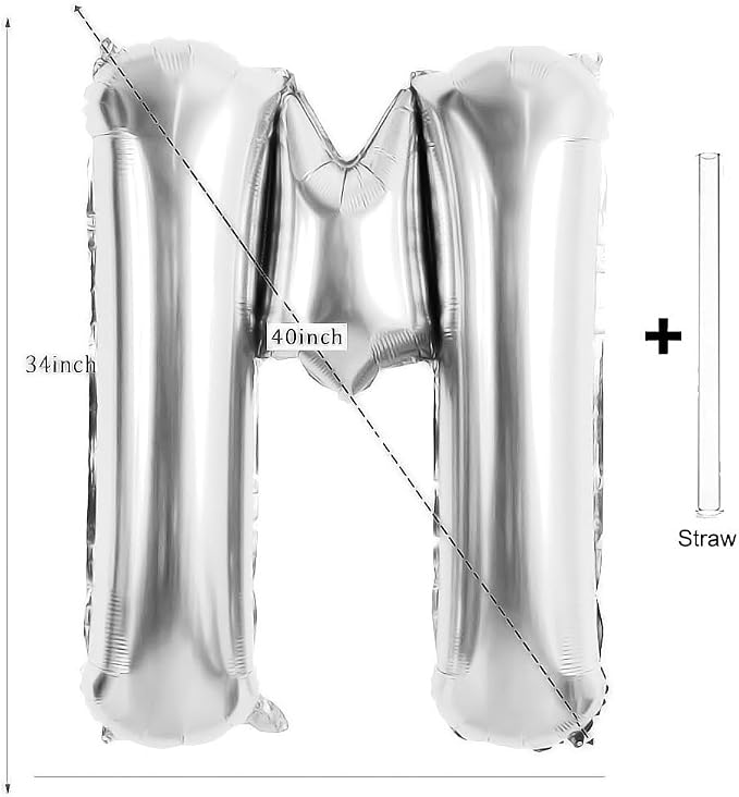 Silver Letter Balloons 40 Inch Large Alphabet Balloon Letter M | Foil Mylar Big - Image 2
