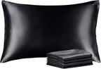 BEDELITE Satin Pillowcase with Zipper 4 Pack, Dark Grey Pillow Cases Queen Size, Super Soft and Cooling Similar to Silk Pillow Cases, Gift for Women Men(20x30 Inches)