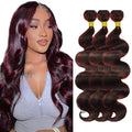 28 30 32 Inch Highlight Human Hair Bundles 99j Body Wave Bundles Brazilian Virgin Remy Hair Extensions Niegmeag 2 Tone Black and Red Body Wave Bundle