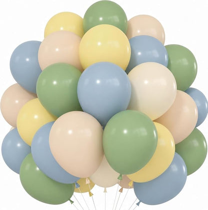 Sage Green Dusty Blue Yellow Balloon 12 Inch Double Stuffed Beige Slate Blue by Froova