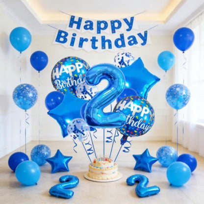 2nd Birthday Large Foil Balloons Blue， Balloon Decorations - Image 4